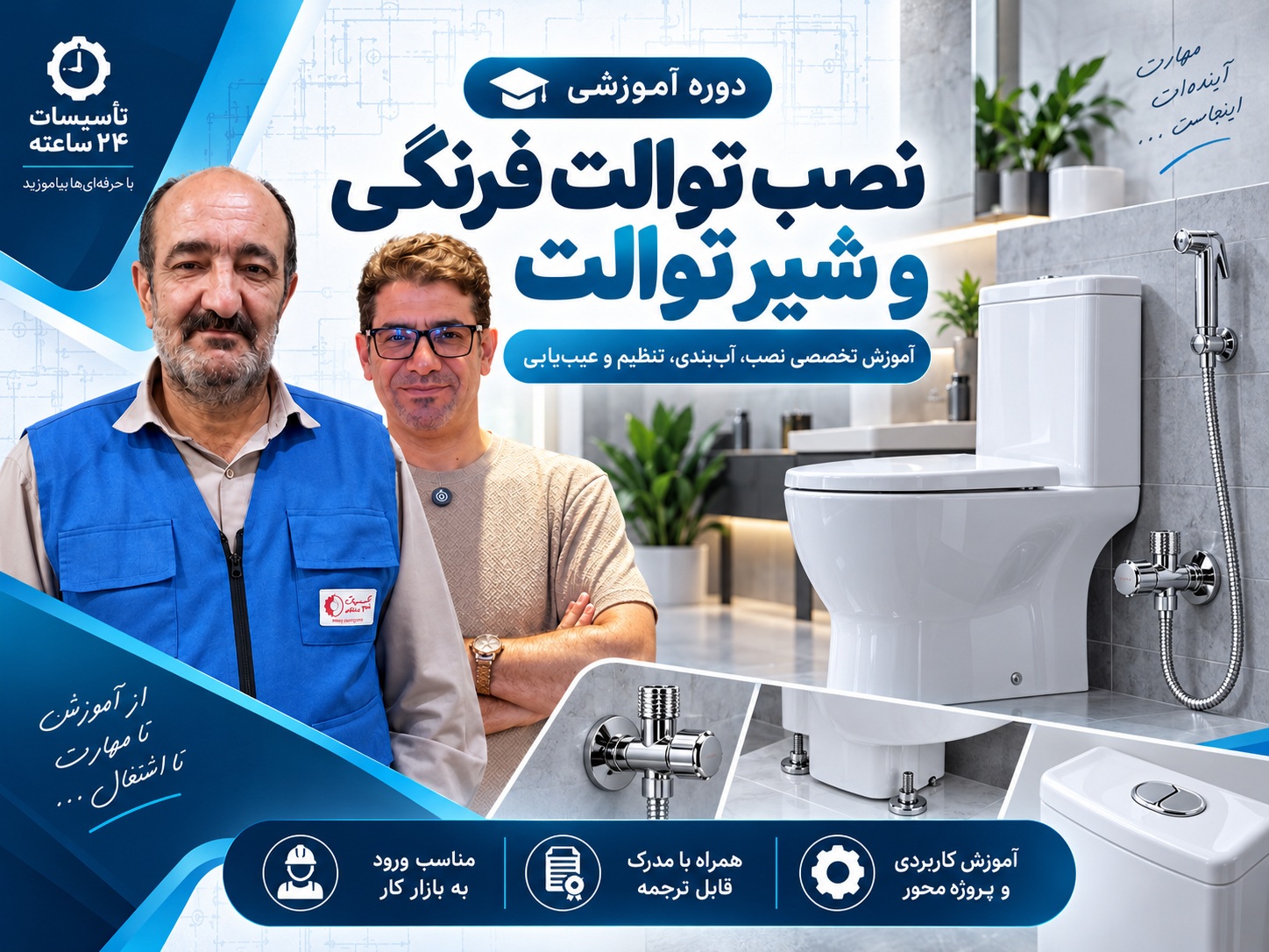 دوره تخصصی آموزش نصب توالت فرنگی و شیر توالت